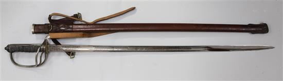 A WWI Royal Field Artillery officers dress sword, owned by 2nd Lieutenant Richard Henry Moore,